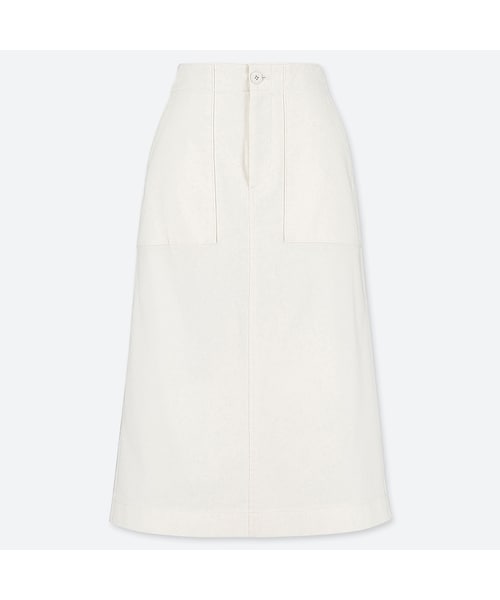 UNIQLO（ユニクロ）の「ベイカースカート(丈短め68～72cm）（スカート・レディース・OLIVE 57/OFF WHITE 01/BEIGE 31・XL/L/XS/M/S/XXL）」の2枚目の写真