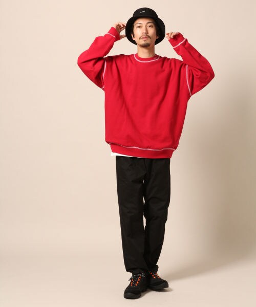 RAGEBLUE（レイジブルー）の「配色ステッチ裏毛スウェットクルー（トップス・ホワイト/ブラック/レッド）」の6枚目の写真