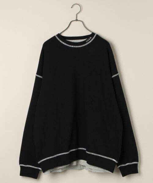 RAGEBLUE（レイジブルー）の「配色ステッチ裏毛スウェットクルー（トップス・ホワイト/ブラック/レッド）」の2枚目の写真