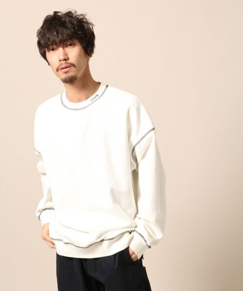 RAGEBLUE（レイジブルー）の「配色ステッチ裏毛スウェットクルー（トップス・ホワイト/ブラック/レッド）」の7枚目の写真