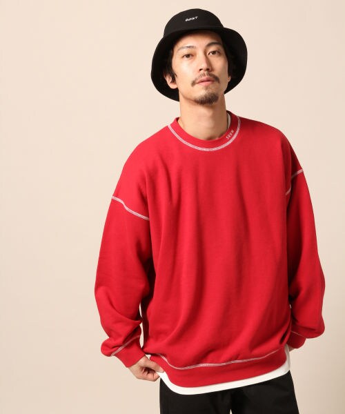 RAGEBLUE（レイジブルー）の「配色ステッチ裏毛スウェットクルー（トップス・ホワイト/ブラック/レッド）」の10枚目の写真