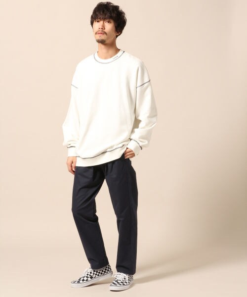 RAGEBLUE（レイジブルー）の「配色ステッチ裏毛スウェットクルー（トップス・ホワイト/ブラック/レッド）」の4枚目の写真