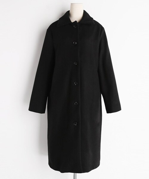 DHOLIC（ディーホリック）の「ウール混シングルロングコート（ステンカラーコート・レディース・ブルー/ブラック・FREE）」の2枚目の写真
