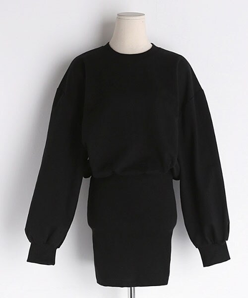 DHOLIC（ディーホリック）の「スウェットタイトミニワンピース（ワンピース・レディース・グレー/ブラック・FREE）」の2枚目の写真