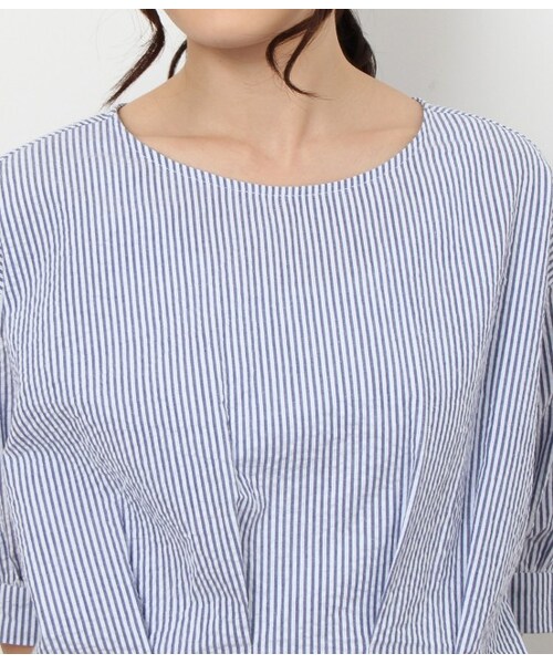 VIS(ビス)の「ドロップショルダーショートブラウス(ブラウス/シャツ・レディース・ブルー系/ネイビー系・M)」の6枚目の写真