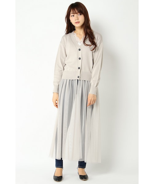 ikka（イッカ）の「チュール付きカーデワンピース（ワンピース・レディース・ブラック/ベージュ/キャメル・Ｍ/Ｌ）」の3枚目の写真