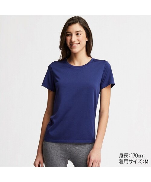 UNIQLO（ユニクロ）の「ドライEXクルーネックＴ（半袖）（Tシャツ/カットソー・レディース・WHITE 00/PINK 12/BLACK 09/BLUE 67/DARK GRAY 08・S/L/XL/3XL/M/XXL）」の4枚目の写真