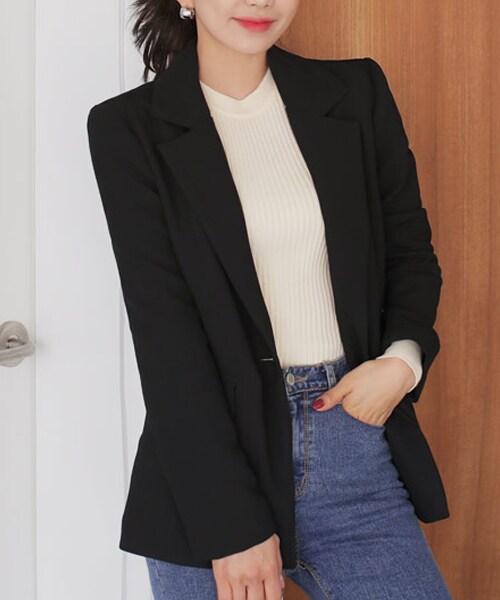 DHOLIC（ディーホリック）の「ワンボタンテーラードジャケット（テーラードジャケット・レディース・ピンク/ブラック/グリーン・FREE）」の2枚目の写真