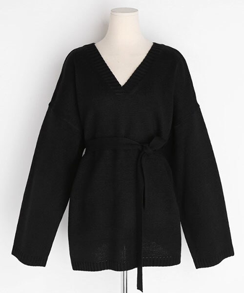 DHOLIC（ディーホリック）の「ストラップSETルーズVネックニット（ニット/セーター・レディース・グリーン/ホワイト/ベージュ/ブラック・FREE）」の3枚目の写真