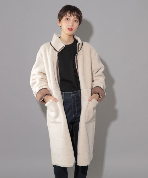 PAGEBOY（ページボーイ）の「ボアフェイクムートンリバーシブルコート（ジャケット/アウター・レディース・グレージュ/ライトブラウン・S/M）」の11枚目の写真