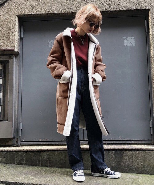 PAGEBOY（ページボーイ）の「ボアフェイクムートンリバーシブルコート（ジャケット/アウター・レディース・グレージュ/ライトブラウン・S/M）」の3枚目の写真