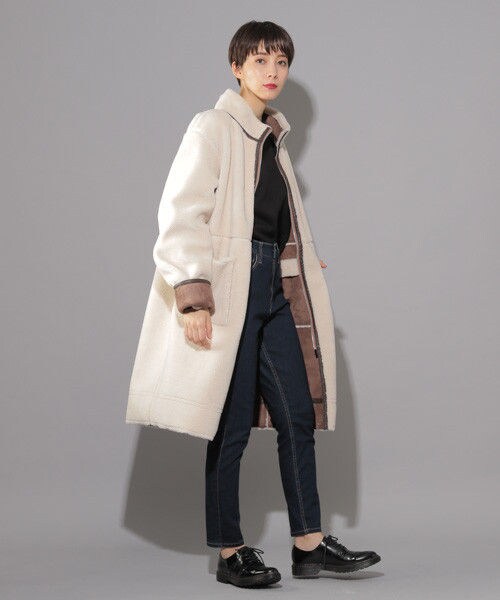 PAGEBOY（ページボーイ）の「ボアフェイクムートンリバーシブルコート（ジャケット/アウター・レディース・グレージュ/ライトブラウン・S/M）」の10枚目の写真