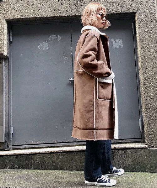 PAGEBOY（ページボーイ）の「ボアフェイクムートンリバーシブルコート（ジャケット/アウター・レディース・グレージュ/ライトブラウン・S/M）」の7枚目の写真