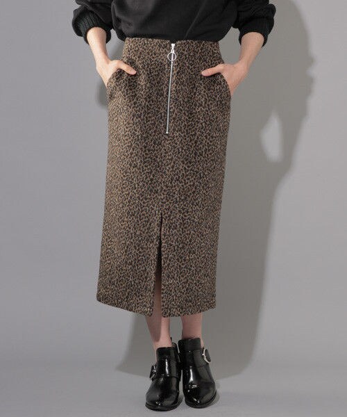PAGEBOY（ページボーイ）の「起毛ヒョウ柄ナロースカート（スカート・レディース・グレー系/ブラウン系・S/M）」の8枚目の写真