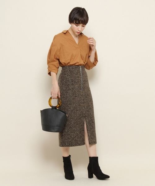 PAGEBOY（ページボーイ）の「起毛ヒョウ柄ナロースカート（スカート・レディース・グレー系/ブラウン系・S/M）」の7枚目の写真