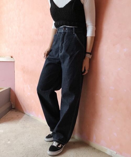 PAGEBOY（ページボーイ）の「デニムペインターパンツ（パンツ・レディース・ライトブルー/サックス/インディゴ・S/M）」の3枚目の写真