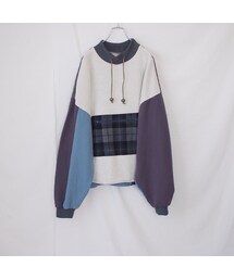 Handmade | ツギハギハイネックプルオーバー（ブルー×パープル）(その他トップス)