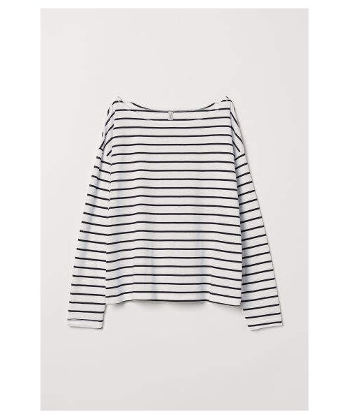 H&M(エイチ・アンド・エム)の「H&M - Boat-necked Jersey Top - White(トップス・レディース・White・XXS/XS/S/M/L/XL)」の1枚目の写真