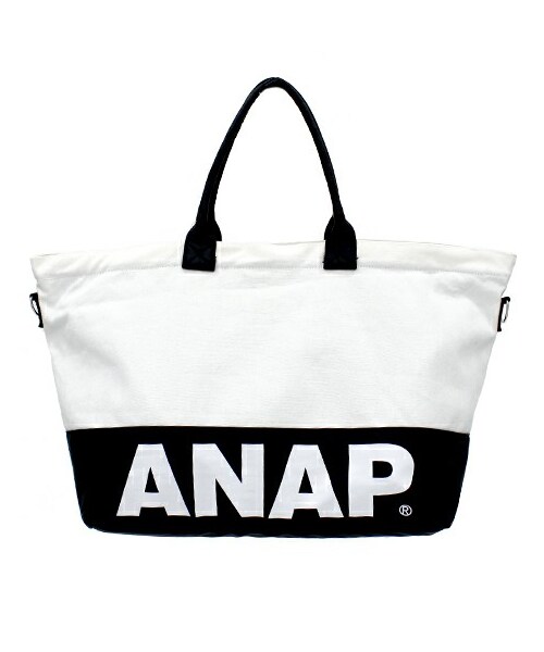 ANAP（アナップ）の「『ANAP』ロゴ・キャンバス×合皮BIGトートバッグ