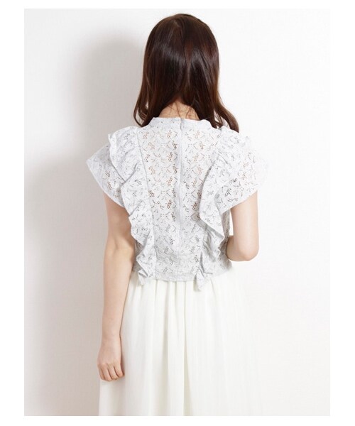 earth music&ecology（アースミュージックアンドエコロジー）の「【Special Price】【宮崎あおいCM着用】レースフリルブラウス（シャツ・ブラウス・レディース・ミント/ライトピンク/アイボリー・M/S）」の6枚目の写真