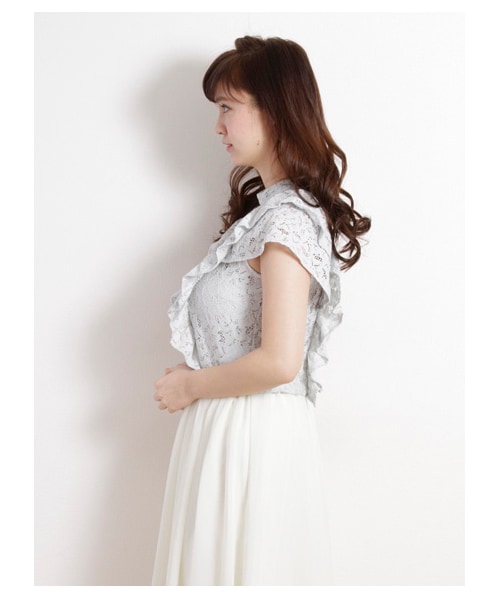 earth music&ecology（アースミュージックアンドエコロジー）の「【Special Price】【宮崎あおいCM着用】レースフリルブラウス（シャツ・ブラウス・レディース・ミント/ライトピンク/アイボリー・M/S）」の5枚目の写真