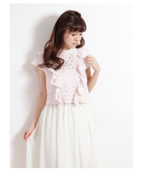 earth music&ecology（アースミュージックアンドエコロジー）の「【Special Price】【宮崎あおいCM着用】レースフリルブラウス（シャツ・ブラウス・レディース・ミント/ライトピンク/アイボリー・M/S）」の3枚目の写真