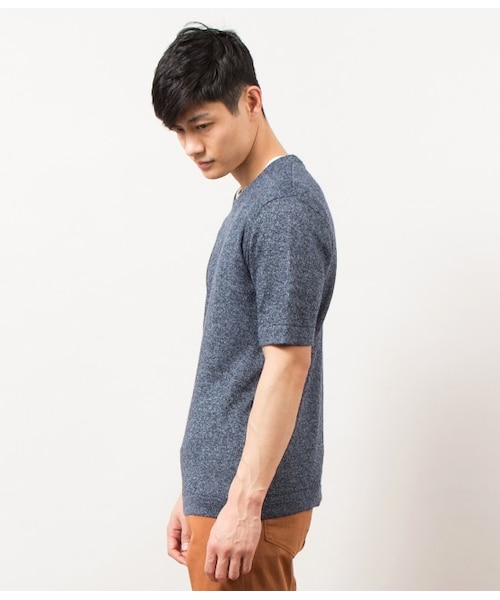 JUNRED（ジュンレッド）の「リネンクルーネック（トップス・メンズ・ネイビー/ピンク・0/1/2）」の4枚目の写真