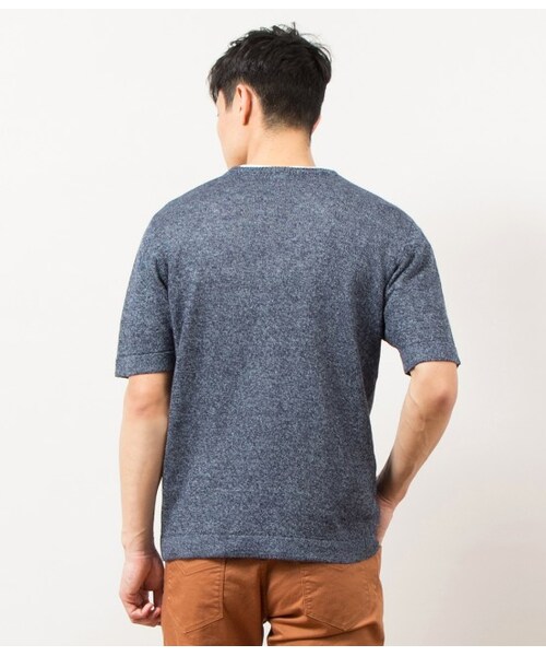 JUNRED（ジュンレッド）の「リネンクルーネック（トップス・メンズ・ネイビー/ピンク・0/1/2）」の5枚目の写真