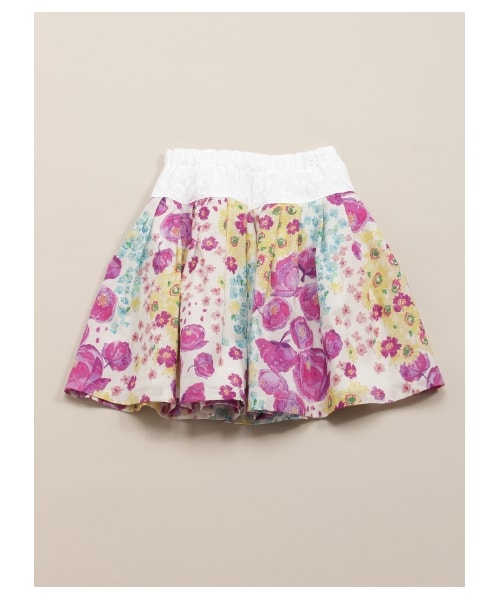 HAKKA KIDS（ハッカキッズ）の「モザイクフラワープリントローンタックプリーツスカート（スカート・キッズ・ピンク・100/110/120）」の2枚目の写真
