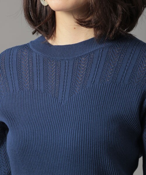 Andemiu（アンデミュウ）の「スカシガラフレアニットワンピース（ワンピース/ドレス・ベージュ/ブルー/ネイビー）」の11枚目の写真