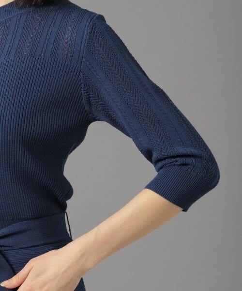 Andemiu（アンデミュウ）の「スカシガラフレアニットワンピース（ワンピース/ドレス・ベージュ/ブルー/ネイビー）」の12枚目の写真