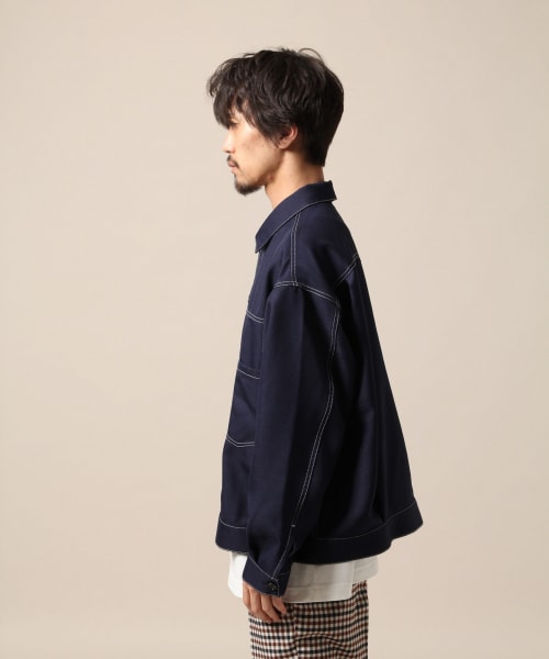 RAGEBLUE（レイジブルー）の「＜注目度No.1＞ステッチショートブルゾン（ジャケット/アウター・ブラック/ベージュ/ネイビー）」の16枚目の写真