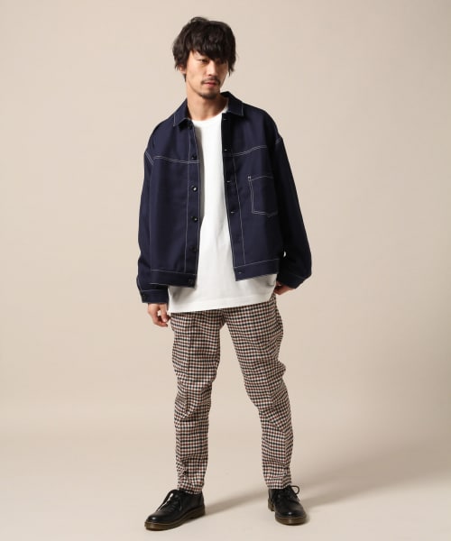 RAGEBLUE（レイジブルー）の「＜注目度No.1＞ステッチショートブルゾン（ジャケット/アウター・ブラック/ベージュ/ネイビー）」の12枚目の写真