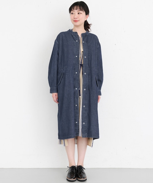 KBF（ケイビーエフ）の「ノーカラーミリタリーコート（ジャケット/アウター・レディース・BEIGE/KHAKI/DENIM・one）」の4枚目の写真