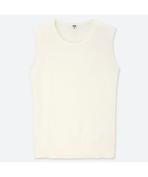 UNIQLO（ユニクロ）の「UVカットスーピマコットンノースリーブセーター（ニット/セーター・レディース・NAVY 69/BLACK 09/OFF WHITE 01/PINK 11/GRAY 03/LIGHT BLUE 60・S/M/L/XL/XXL/XS/3XL）」の2枚目の写真