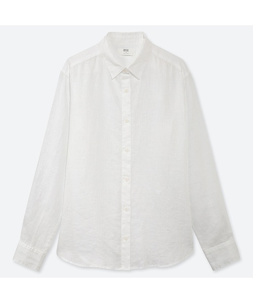 UNIQLO（ユニクロ）の「プレミアムリネンシャツ（長袖）（シャツ/ブラウス・レディース・RED 14/OLIVE 56/YELLOW 42/WHITE 00/BEIGE 31/PURPLE 71/PINK 12/NAVY 69/GREEN 52・XS/3XL/XXL/S/XL/M/L）」の2枚目の写真