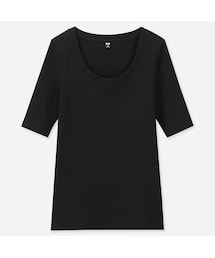 UNIQLO | リブＵネックＴ（5分袖）(Tシャツ/カットソー)