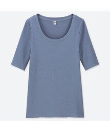 UNIQLO | リブＵネックＴ（5分袖）(Tシャツ/カットソー)