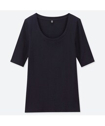 UNIQLO | リブＵネックＴ（5分袖）(Tシャツ/カットソー)