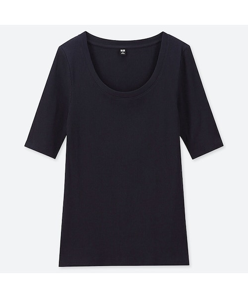 ブルネロクチネリ/リブニット五分袖Uネックカットソー tシャツ goudoudou1895.jpg