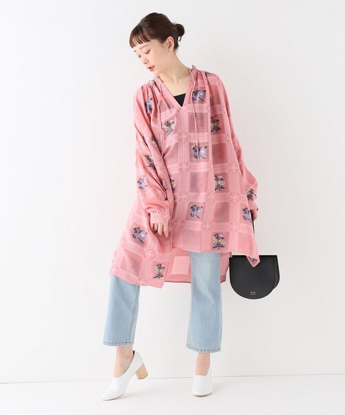 JOURNAL STANDARD(ジャーナルスタンダード)の「【08 SIRCUS/08サーカス】ジャガードギャザードレス(ワンピース/ドレス・ピンク/1)」の2枚目の写真
