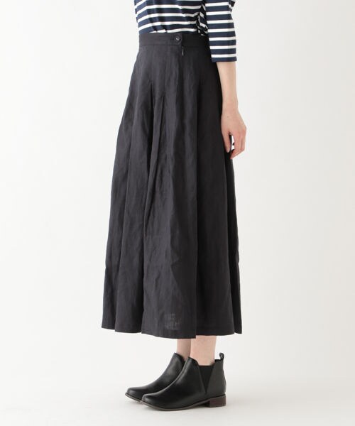 studio CLIP（スタディオクリップ）の「リネン100マキシタックスカート[WEB先行予約]（スカート・ストライプ/チャコール/オレンジ）」の7枚目の写真