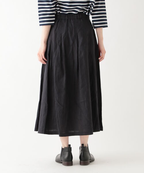 studio CLIP（スタディオクリップ）の「リネン100マキシタックスカート[WEB先行予約]（スカート・ストライプ/チャコール/オレンジ）」の8枚目の写真