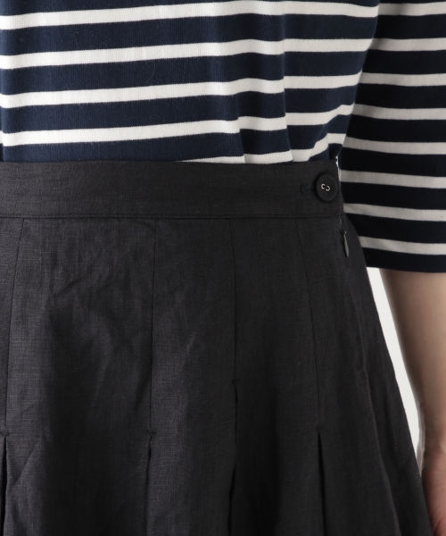studio CLIP（スタディオクリップ）の「リネン100マキシタックスカート[WEB先行予約]（スカート・ストライプ/チャコール/オレンジ）」の9枚目の写真