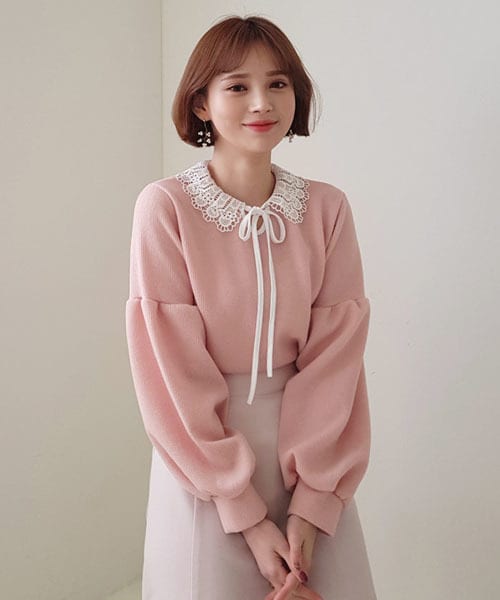 DHOLIC（ディーホリック）の「レースリボンネックTシャツ（Tシャツ/カットソー・レディース・ホワイト/ピンク/ブラック/ブルー・FREE）」の4枚目の写真