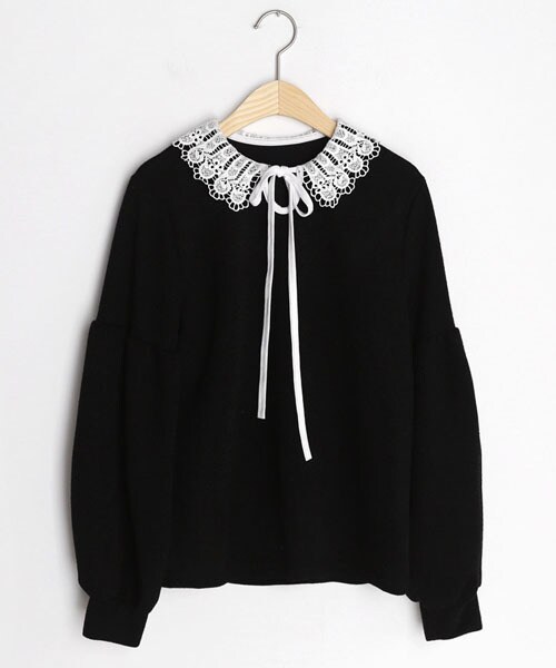 DHOLIC（ディーホリック）の「レースリボンネックTシャツ（Tシャツ/カットソー・レディース・ホワイト/ピンク/ブラック/ブルー・FREE）」の2枚目の写真