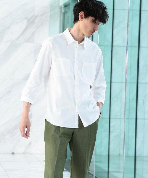 Takeo Kikuchi タケオキクチ の リネンレーヨンストレッチ7分袖シャツ メンズ シャツ ストレッチ トップス Wear