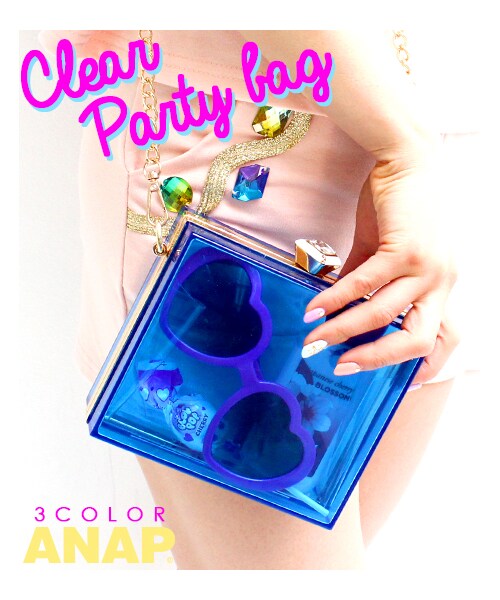 ANAP（アナップ）の「クリアーパーティミニバッグ（バッグ・レディース・ピンク/ブラック/ブルー・one size）」の4枚目の写真