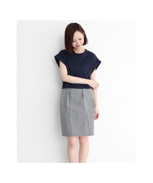 KBF（ケイビーエフ）の「クロップドTEE（トップス・レディース・グレー/ネイビー/ホワイト・one）」の4枚目の写真