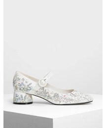 CHARLES & KEITH | Floral Printed Detail Mary Jane Heels(シューズ)